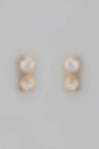 Gold Plated Moissanite Polki Handcrafted Dangler Earrings In Sterling Silver by KARISA DESIGNS