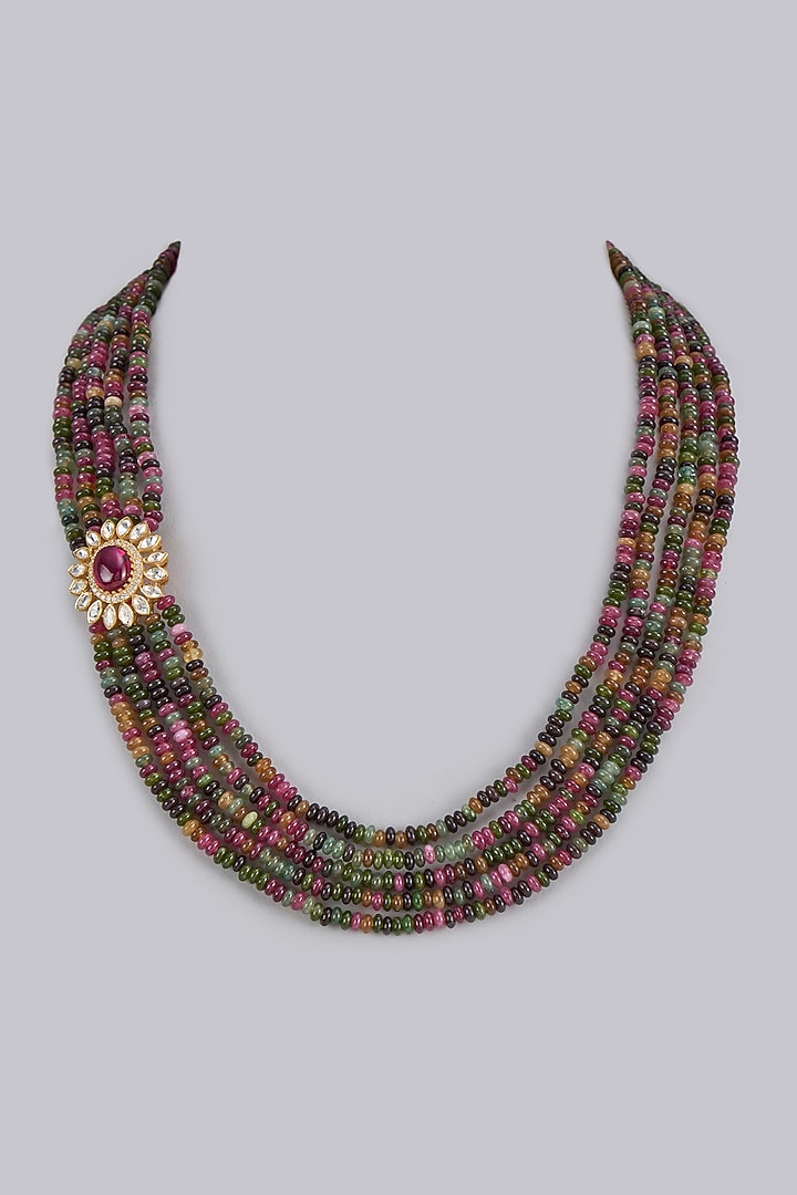 Gold Plated Moissanite Polki Necklace In Sterling Silver by KARISA DESIGNS at Pernia's Pop Up Shop