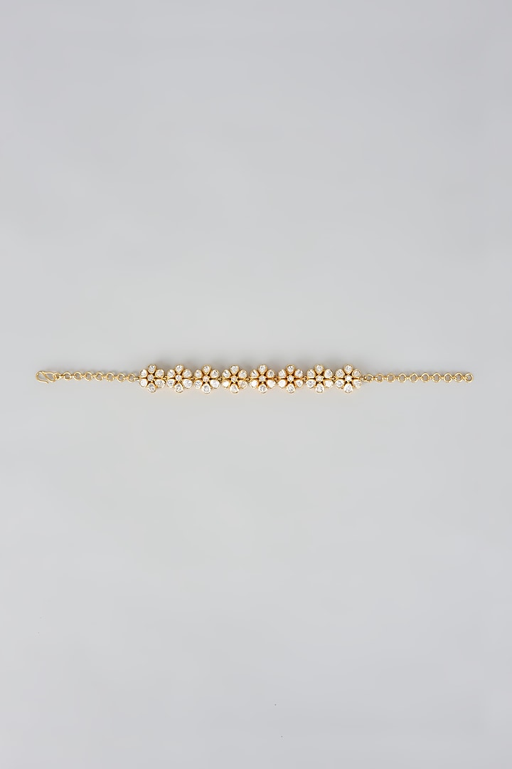 Gold Plated Kundan Polki Bracelet In Sterling Silver by KARISA DESIGNS at Pernia's Pop Up Shop
