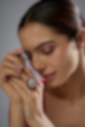 Gold Plated Red Kundan Polki Ring In Sterling Silver by KARISA DESIGNS at Pernia's Pop Up Shop