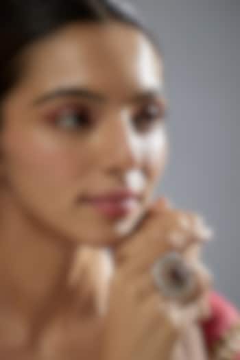 Gold Plated Red Kundan Polki Ring In Sterling Silver by KARISA DESIGNS at Pernia's Pop Up Shop