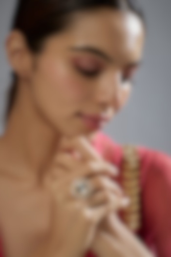 Gold Plated Moissanite Polki Ring In Sterling Silver by KARISA DESIGNS at Pernia's Pop Up Shop