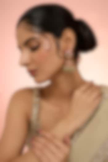 Gold Plated Red Kundan Polki Handcrafted Dangler Earrings In Sterling Silver by KARISA DESIGNS at Pernia's Pop Up Shop