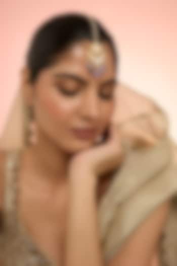 Gold Plated White Kundan Polki Handcrafted Maangtikka In Sterling Silver by KARISA DESIGNS at Pernia's Pop Up Shop