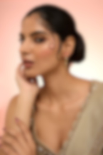 Gold Plated White Kundan Polki Handcrafted Dangler Earrings In Sterling Silver by KARISA DESIGNS at Pernia's Pop Up Shop