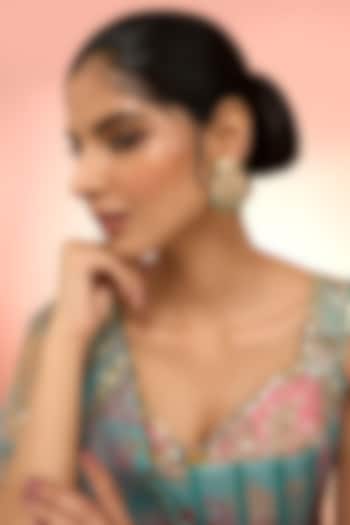 Gold Plated White Kundan Polki Handcrafted Dangler Earrings In Sterling Silver by KARISA DESIGNS at Pernia's Pop Up Shop