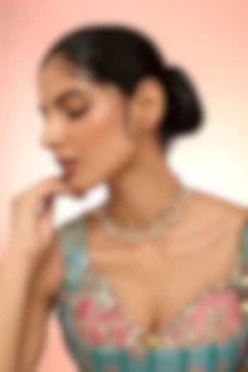 Gold Plated Green Kundan Polki Handcrafted Necklace In Sterling Silver by KARISA DESIGNS at Pernia's Pop Up Shop