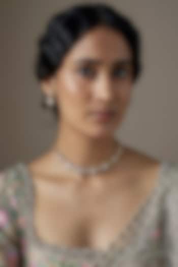 Gold Finish Moissanite Polki Necklace Set In Sterling Silver by KARISA DESIGNS at Pernia's Pop Up Shop