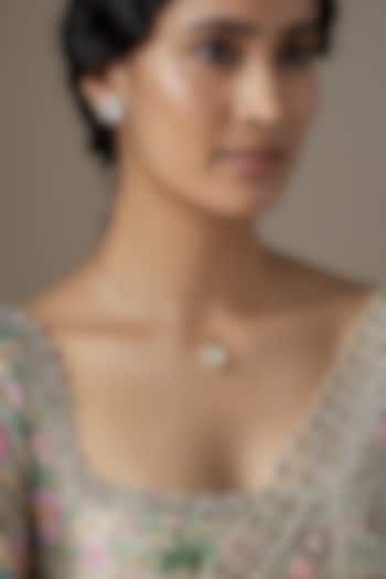 Gold Finish Moissanite Polki Necklace Set In Sterling Silver by KARISA DESIGNS at Pernia's Pop Up Shop