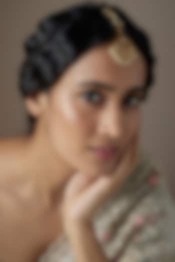 Gold Finish Red Kundan Polki Maangtikka In Sterling Silver by KARISA DESIGNS at Pernia's Pop Up Shop