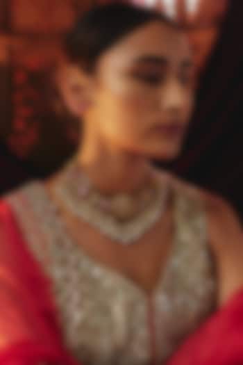 Gold Plated Kundan Polki & Pearl Temple Necklace In Sterling Silver by KARISA DESIGNS at Pernia's Pop Up Shop