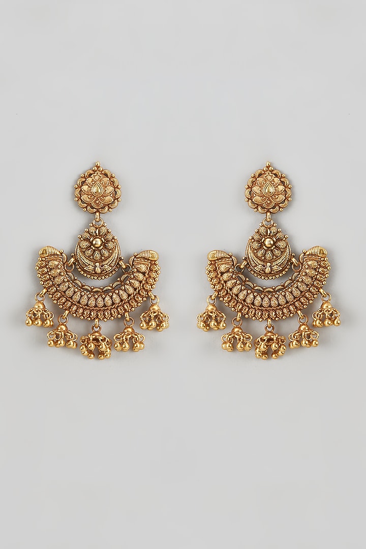 Gold Plated Temple Dangler Earrings In Sterling Silver by KARISA DESIGNS at Pernia's Pop Up Shop
