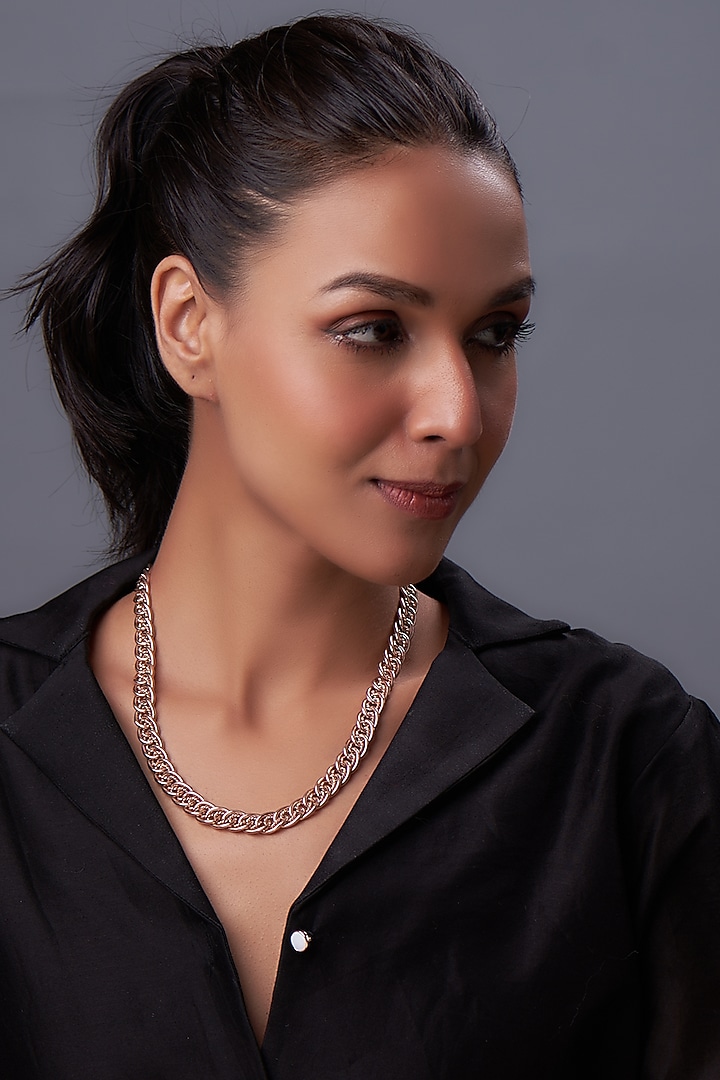 Rose Gold Plated Handcrafted Necklace In Sterling Silver by KARISA DESIGNS at Pernia's Pop Up Shop
