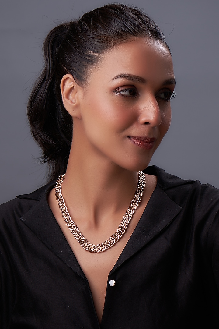 Rose Gold Plated Handcrafted Necklace In Sterling Silver by KARISA DESIGNS at Pernia's Pop Up Shop