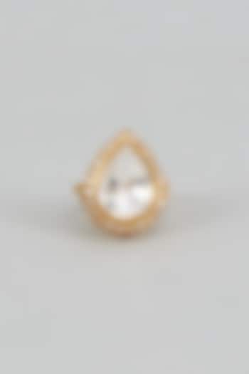 Gold Plated White Kundan Polki Ring In Sterling Silver by KARISA DESIGNS at Pernia's Pop Up Shop