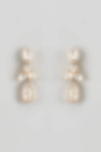 Gold Plated Moissanite & Zircon Dangler Earrings In Sterling Silver by KARISA DESIGNS at Pernia's Pop Up Shop