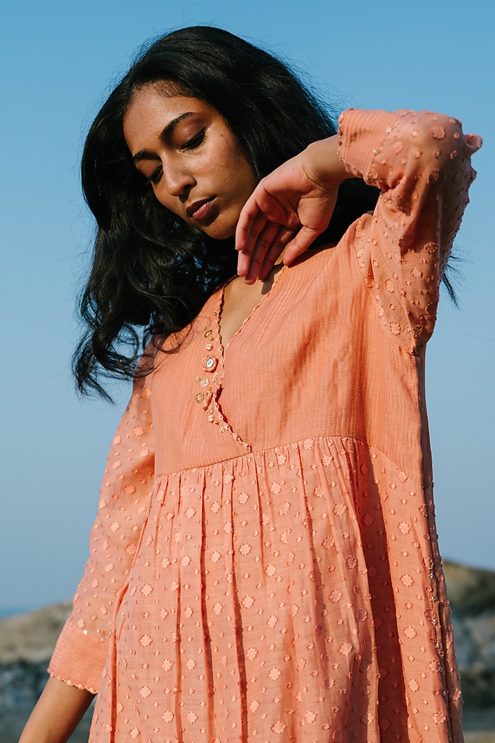 Rust Hand Embroidered Tunic by Karuna Khaitan at Pernia's Pop Up Shop