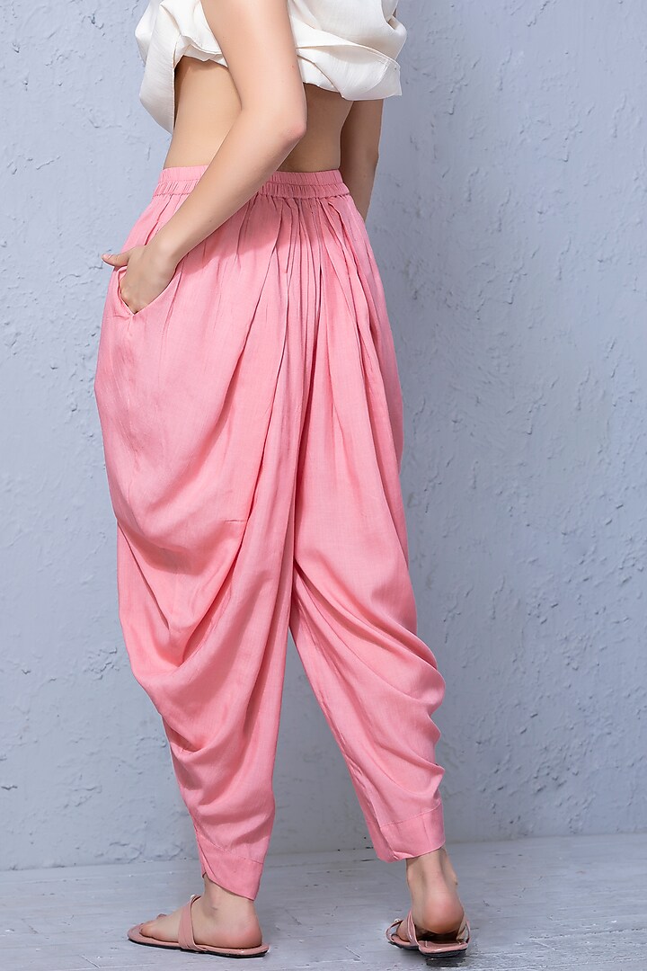 Pink Blend Cotton Cowl Dhoti by Karuna Khaitan at Pernia's Pop Up Shop