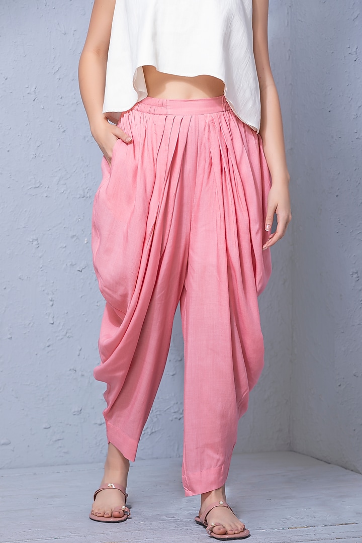 Pink Blend Cotton Cowl Dhoti by Karuna Khaitan at Pernia's Pop Up Shop
