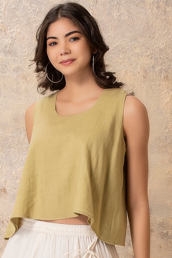 Green Cotton Top by Karuna Khaitan at Pernia's Pop Up Shop