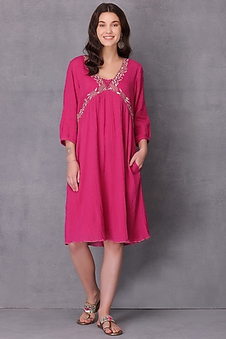 Pink Embroidered Tunic by Karuna Khaitan