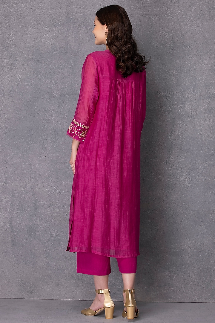 Pink Cotton Wide-Legged Pants by Karuna Khaitan at Pernia's Pop Up Shop