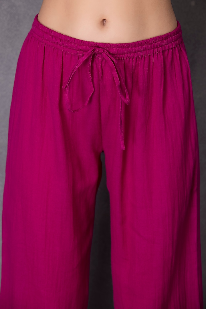 Pink Cotton Wide-Legged Pants by Karuna Khaitan at Pernia's Pop Up Shop