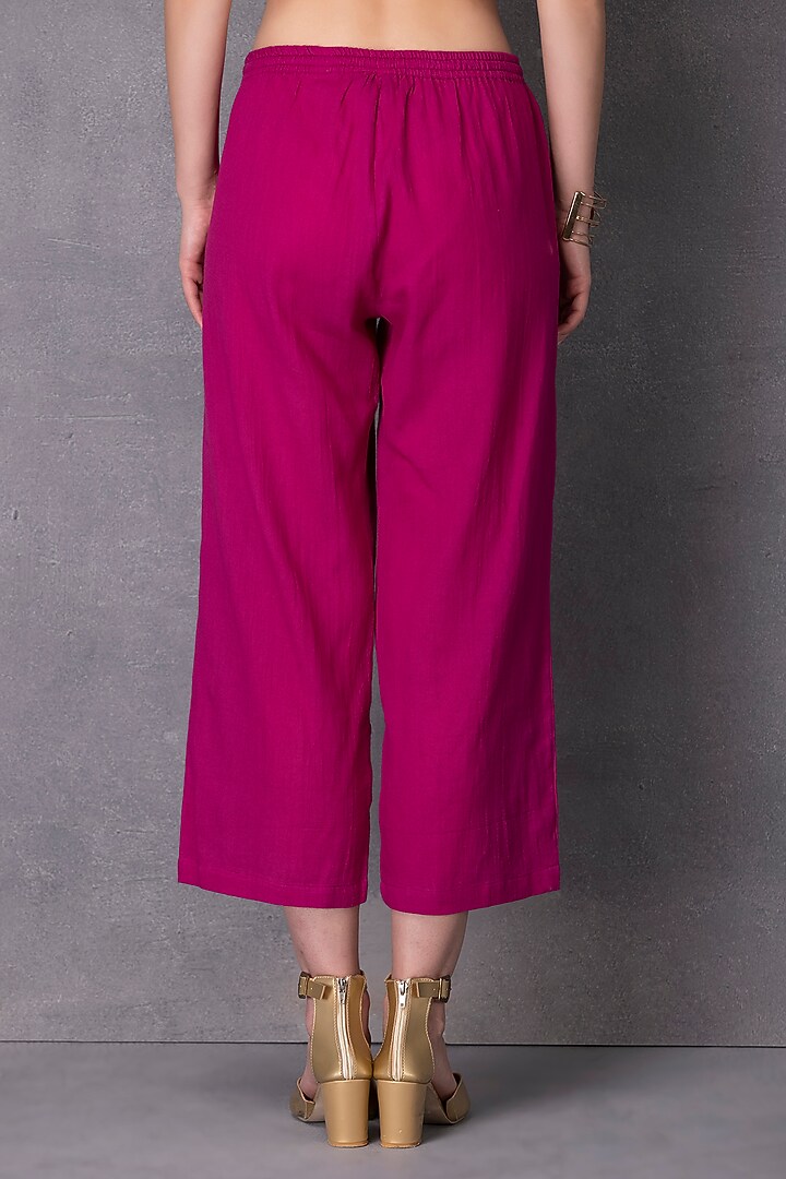 Pink Cotton Wide-Legged Pants by Karuna Khaitan at Pernia's Pop Up Shop
