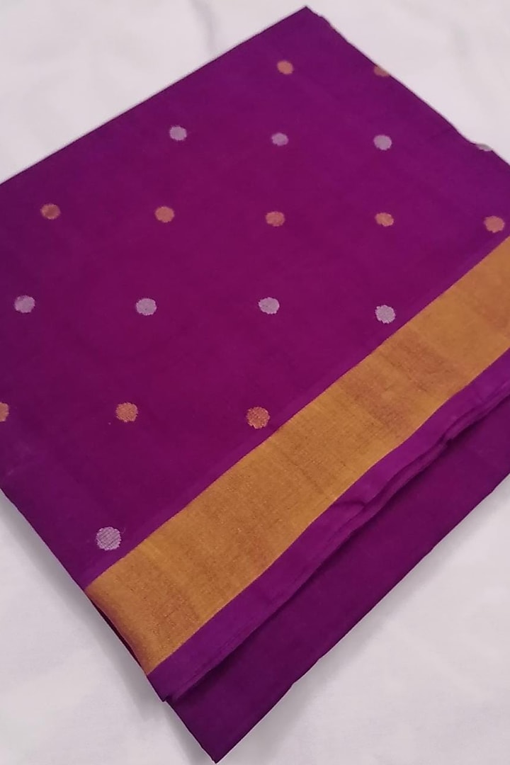 Purple Handwoven Zari Saree With Attached Blouse by Karunakar at Pernia's Pop Up Shop
