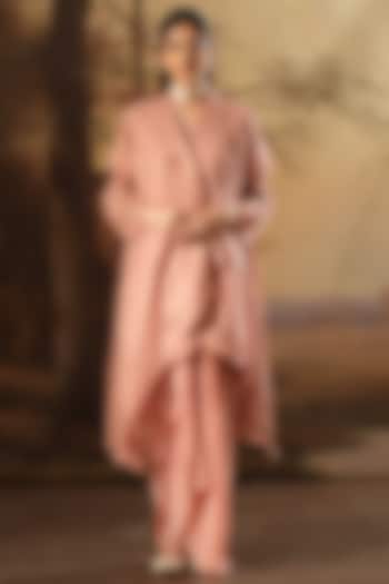 Blush Pink Handwoven Tissue Silk Embroidered Co-Ord Set by Karnya at Pernia's Pop Up Shop