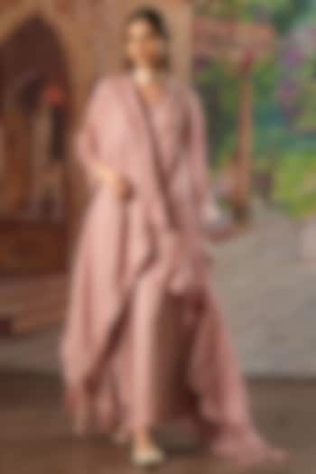 Lilac Handwoven Tissue Silk Embroidered Co-Ord Set by Karnya at Pernia's Pop Up Shop