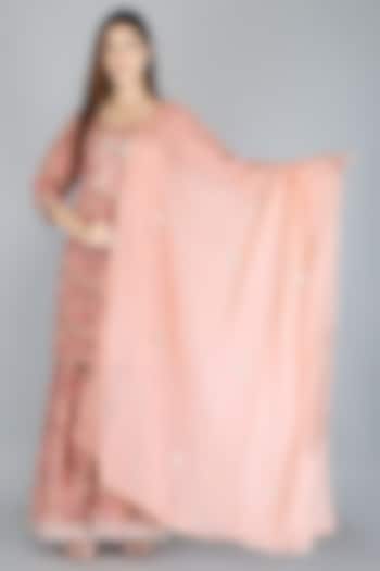 Peach Cotton Block Printed Sharara Set by Kalakaari By Sagarika at Pernia's Pop Up Shop