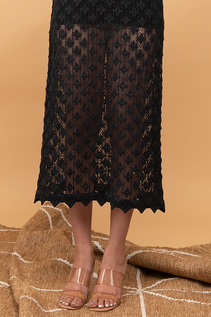 Black Cotton & Chanderi Silk Midi Summer Dress by Kalakaari By Sagarika at Pernia's Pop Up Shop