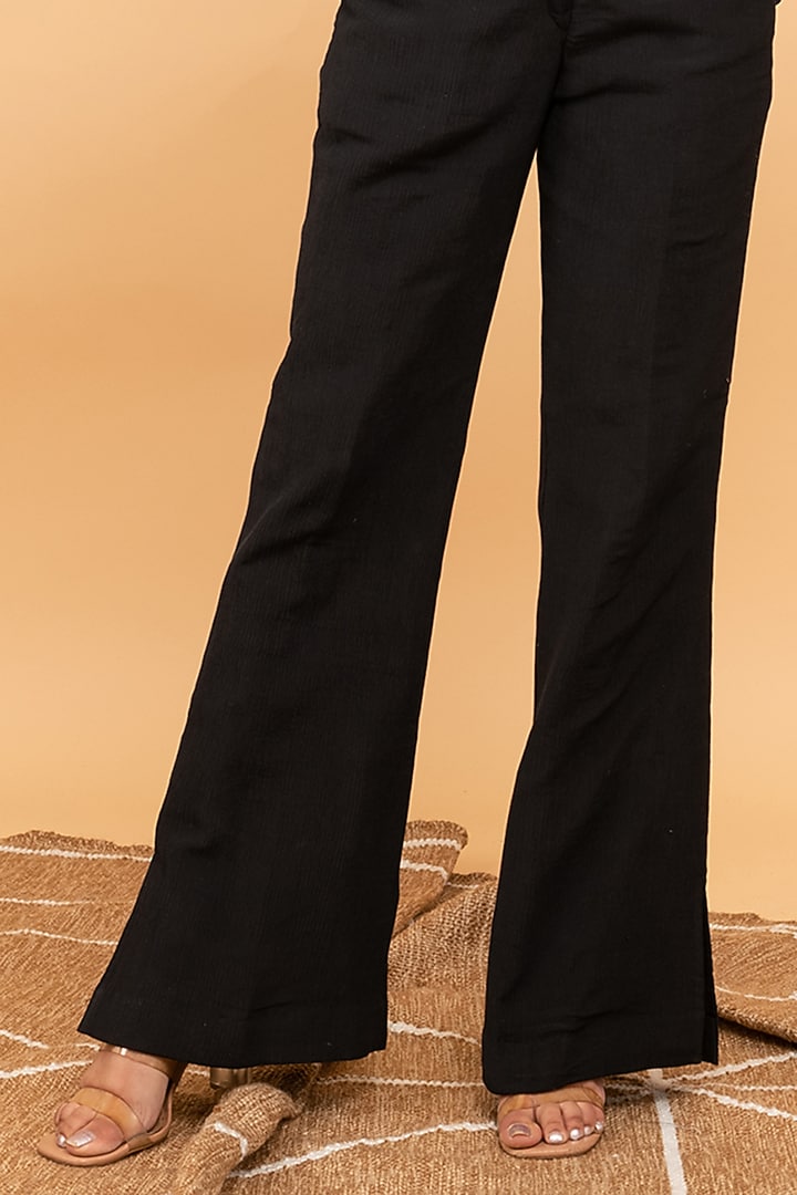 Black Crinkle Crepe Pant Set by Kalakaari By Sagarika at Pernia's Pop Up Shop