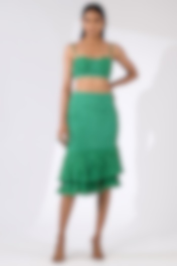 Green Mermaid Skirt Set by Kalakaari By Sagarika at Pernia's Pop Up Shop
