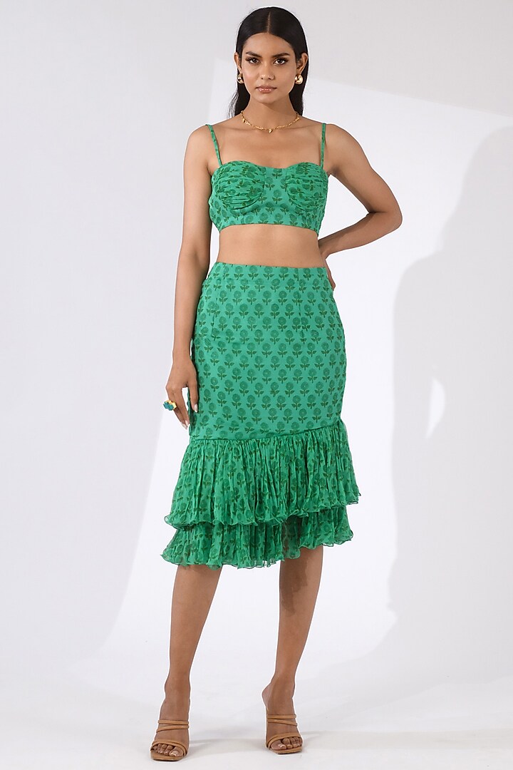 Green Mermaid Skirt Set by Kalakaari By Sagarika