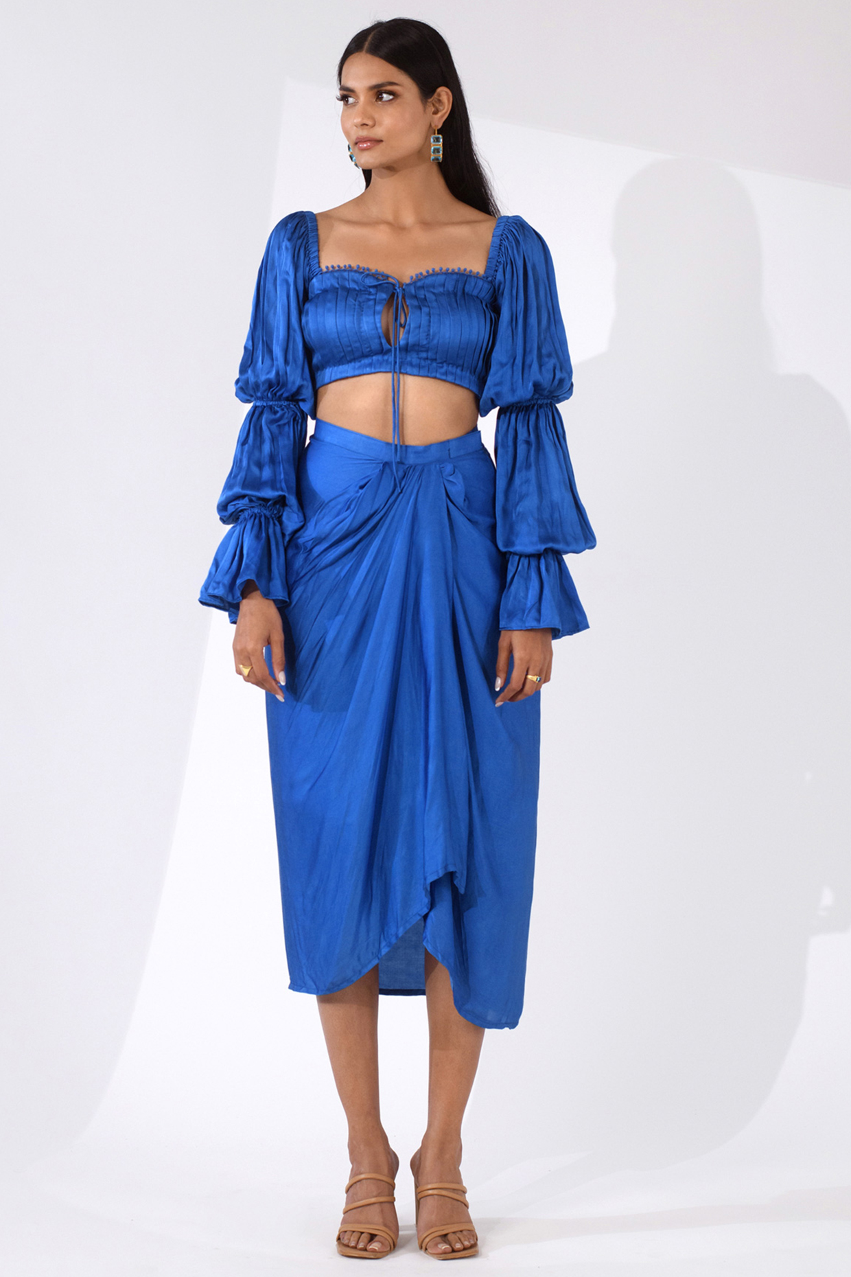 Blue Draped Skirt Set by Kalakaari By Sagarika