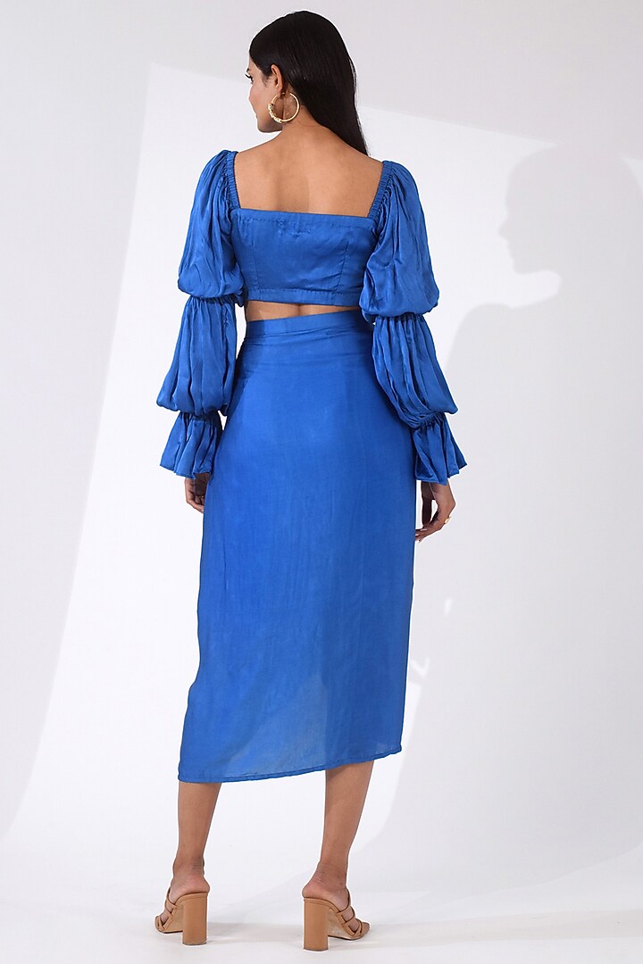 Blue Draped Skirt Set by Kalakaari By Sagarika at Pernia's Pop Up Shop