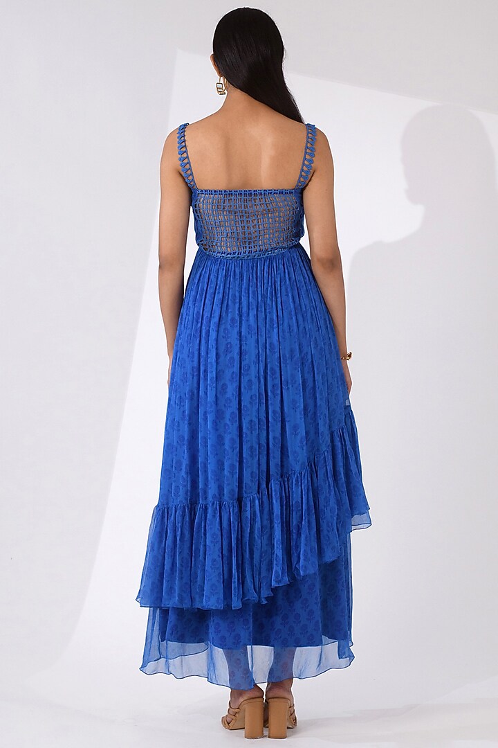 Blue Printed Maxi Summer Dress by Kalakaari By Sagarika at Pernia's Pop Up Shop