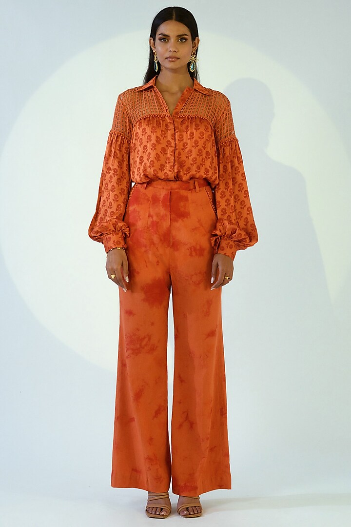 Rust Tie-Dye Pant Set by Kalakaari By Sagarika at Pernia's Pop Up Shop