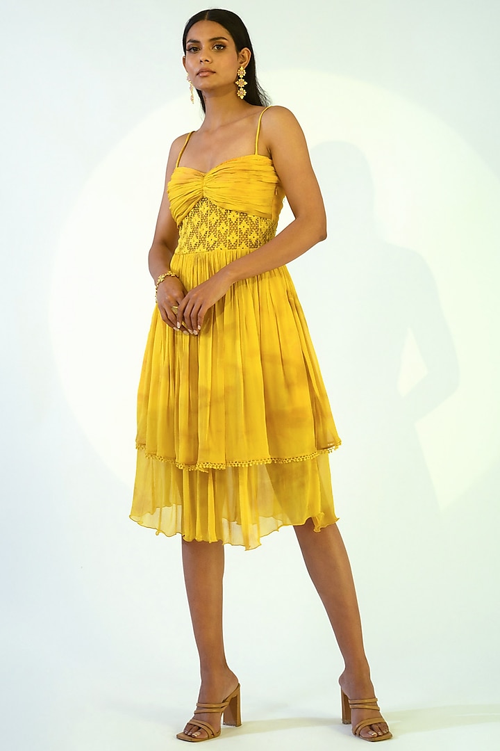 Yellow Tie-Dye Dress by Kalakaari By Sagarika