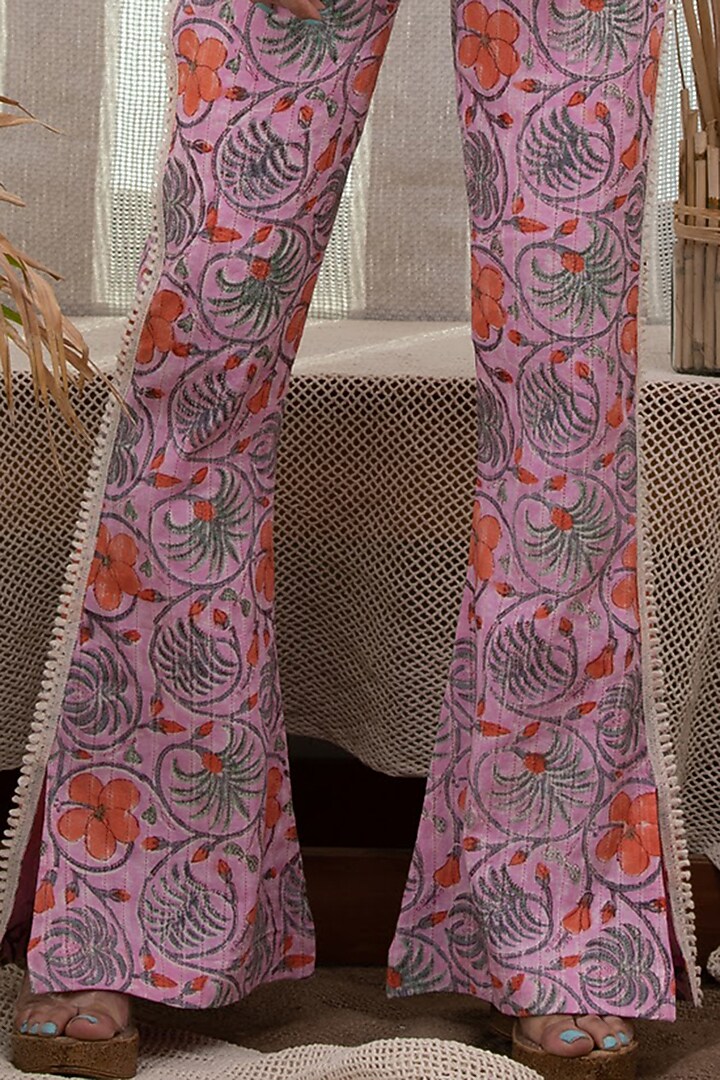 Onion Pink Printed & Embroidered Blazer Set by Kalakaari By Sagarika at Pernia's Pop Up Shop