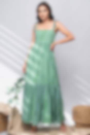 Sea Green Printed Maxi Dress by Kalakaari By Sagarika