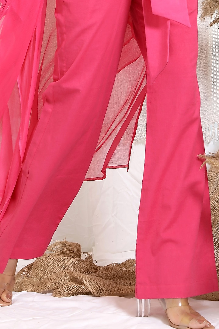 Hot Pink Cotton Lounge Pant Set by Kalakaari By Sagarika at Pernia's Pop Up Shop