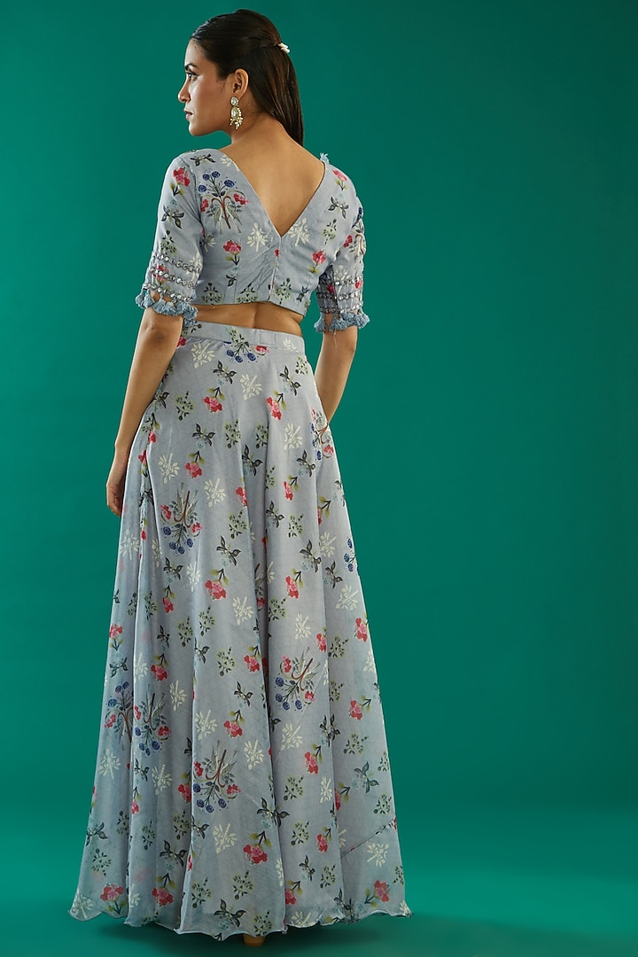 Grey Chanderi Printed Lehenga Set by Kalakaari By Sagarika at Pernia's Pop Up Shop