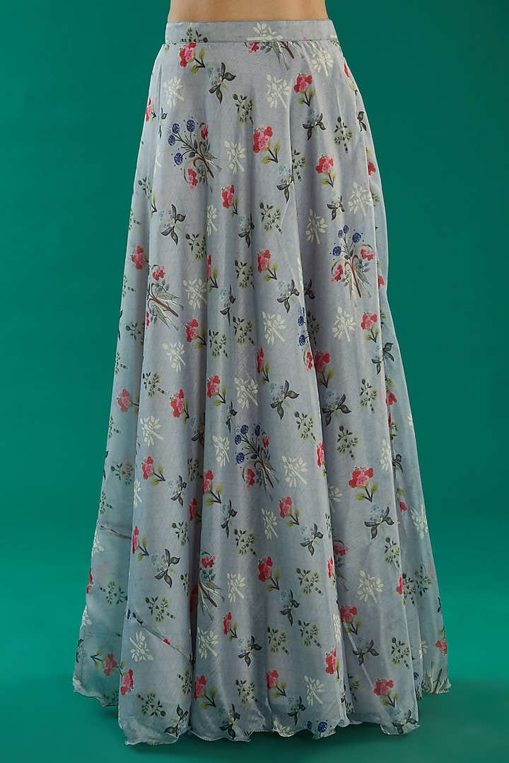 Grey Chanderi Printed Lehenga Set by Kalakaari By Sagarika at Pernia's Pop Up Shop