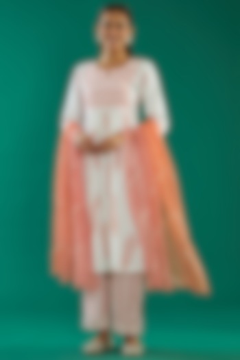 Peach Cotton Hand Block Printed Kurta Set by Kalakaari By Sagarika at Pernia's Pop Up Shop