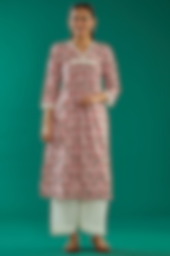 Pink Cotton Printed Kurta Set by Kalakaari By Sagarika at Pernia's Pop Up Shop