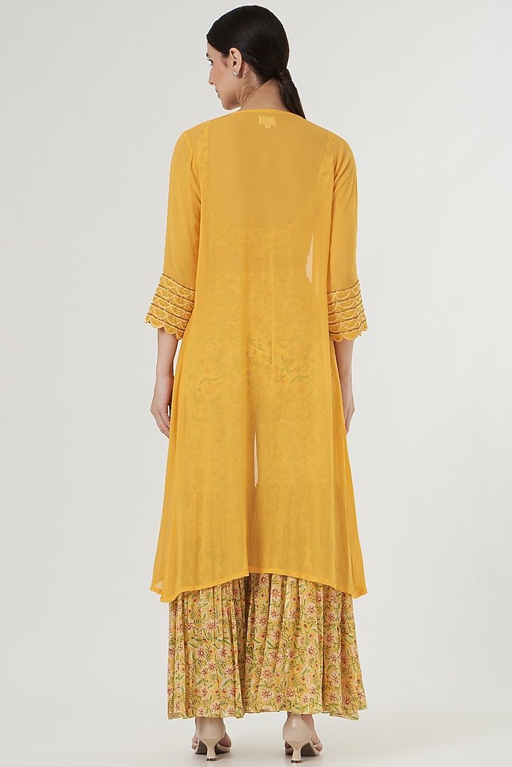 Yellow Printed Party Wear Sharara Set by Kalakaari By Sagarika at Pernia's Pop Up Shop