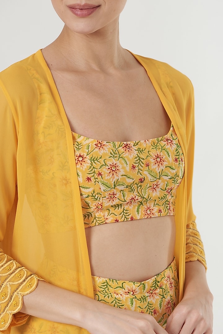 Yellow Printed Party Wear Sharara Set by Kalakaari By Sagarika at Pernia's Pop Up Shop